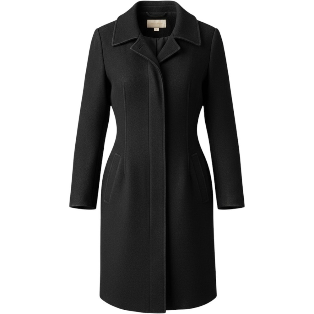 Michael Kors Black Wool Blend Walker Coat Plus Size 2X Notched Collar